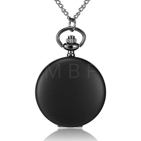 Flat Round Alloy Quartz Pocket Watches WACH-N039-04B-B-1