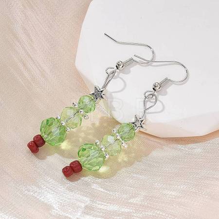 Christmas Glass Beads Dangle Earrings EJEW-JE01624-1