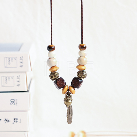 Alloy Pendant Waxed Cord Necklaces FS-WGBC2DA-01-1