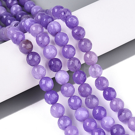 Dyed Natural White Jade Beads Strands G-T139-8mm-60-10-1