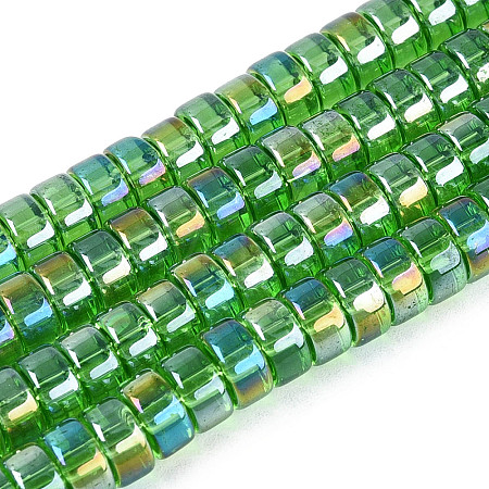 AB Color Plated Transparent Glass Beads Strands GLAA-T026-3x6mm-T08-1