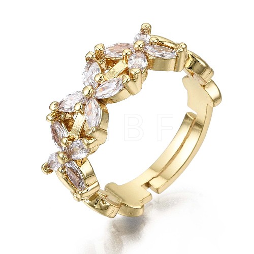 Adjustable Brass Micro Pave Clear Cubic Zirconia Finger Rings RJEW-S044-141-NF-1