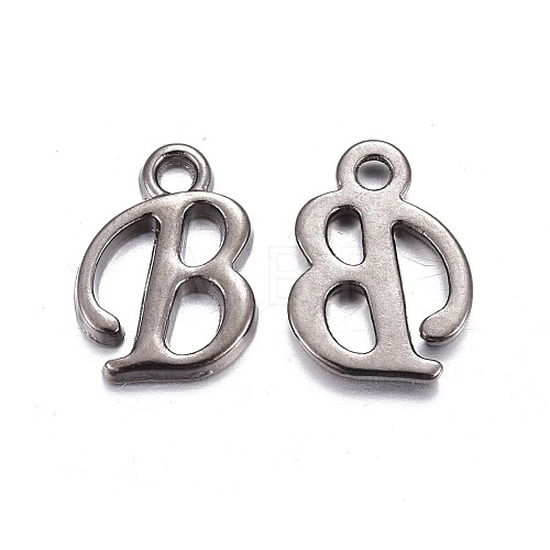 Gunmetal Plated Alloy Letter Pendants PALLOY-J718-01B-B-1