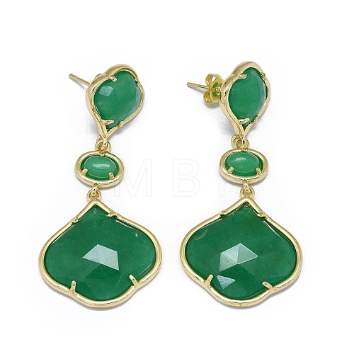 Natural Jade Dangle Stud Earrings EJEW-L228-08A-1