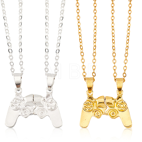 4Pcs 2 Colors Alloy Game Controller Magnetic Matching Pendant Necklaces Set NJEW-AN0001-29-1