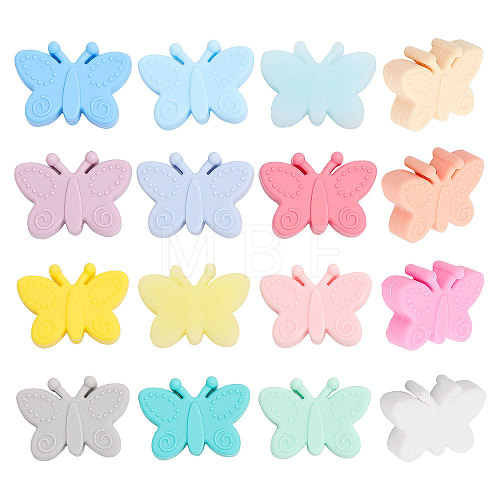 16Pcs 16 Colors Food Grade Eco-Friendly Silicone Beads SIL-CA0002-17-1