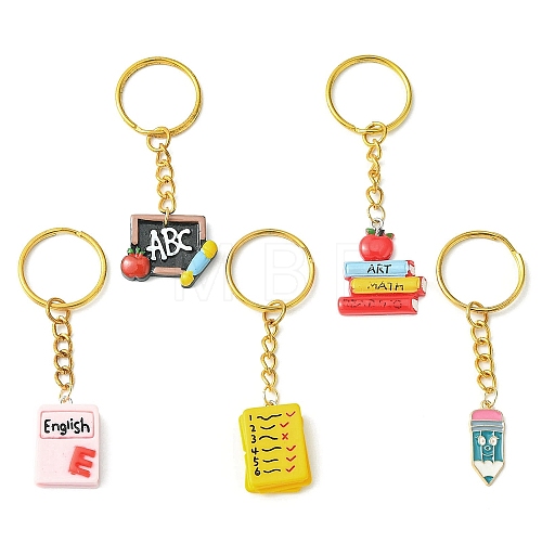 Graduation Theme Alloy Enamel & Resin Pendants Keychain KEYC-JKC00502-1