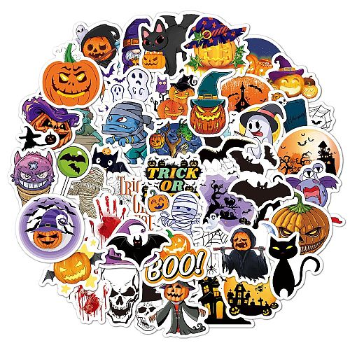 50Pcs Halloween Holographic Vinyl Waterproof Cartoon Stickers DIY-B064-01D-1