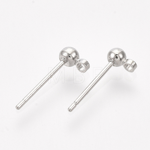 Brass Ball Stud Earring Findings KK-S348-415A-1
