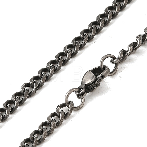 Retro 304 Stainless Steel Cuban Link Chain Necklaces NJEW-L173-027AS-03-1