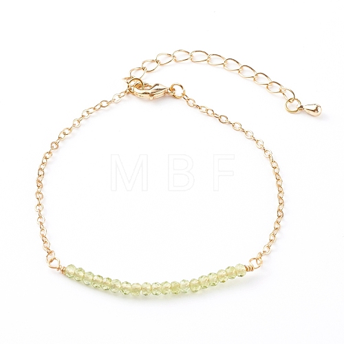 May Birthstone Natural Peridot Beaded Bracelets BJEW-JB06092-05-1