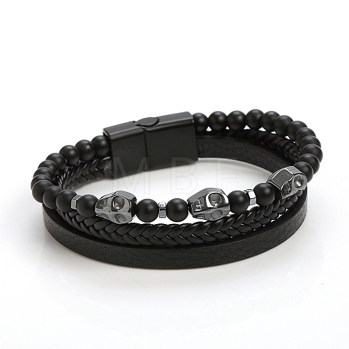 Natural Lava Rock Beaded Bracelets PW-WGD5790-03-1