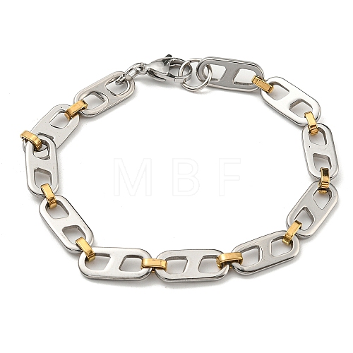 Two Tone 304 Stainless Steel Oval Link Chain Bracelet BJEW-B078-03GP-1