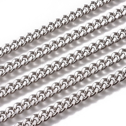 3.28 Feet Handmade 304 Stainless Steel Curb Chains X-STAS-F229-06D-P-1