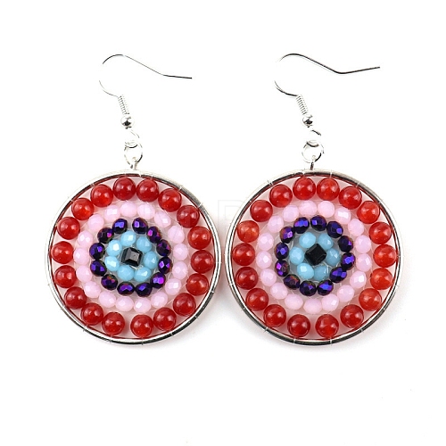 Bohemian Style Hand-woven Gemstone Dangle Earrings PW-WG5F3AE-04-1