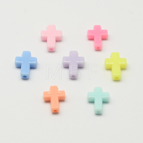 Opaque Acrylic Cross Beads X-SACR-Q100-M041-1