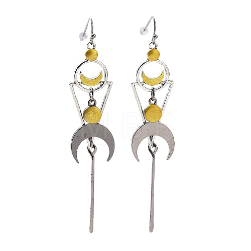 Alloy Geometry with Moon Dangle Earrings EJEW-B015-05-1