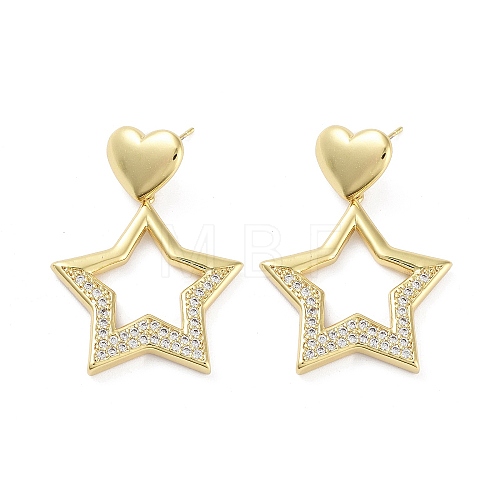 Rack Plating Brass Micro Pave Cubic Zirconia Studs Earrings EJEW-B047-03G-04-1