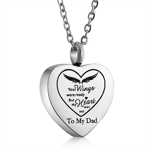 Stainless Steel Heart Urn Ashes Pendant Necklace NJEW-SZ0001-60I-1